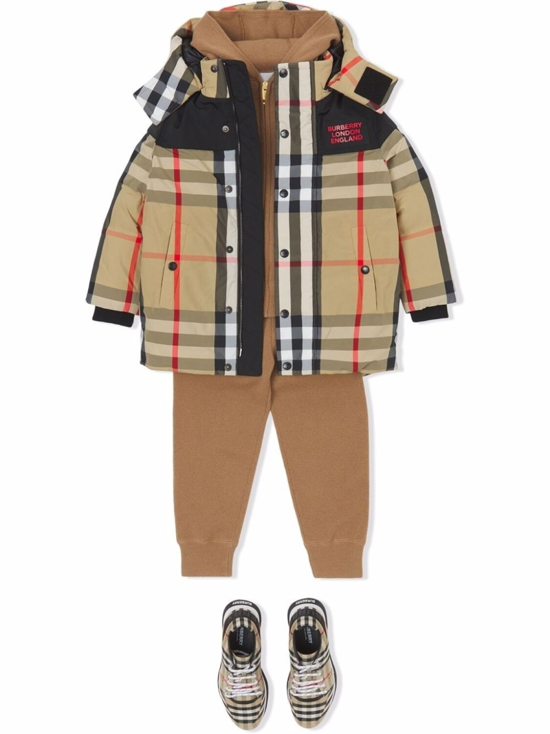 Burberry Kids пуховик со съемным капюшоном, нейтральный цвет — фото 2