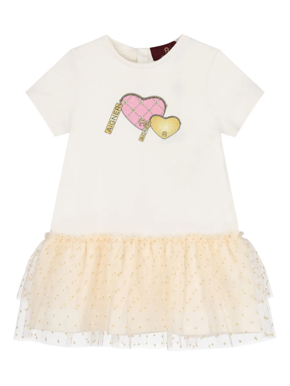 

Платье из тюля с принтом в виде сердца Aigner Kids, белый