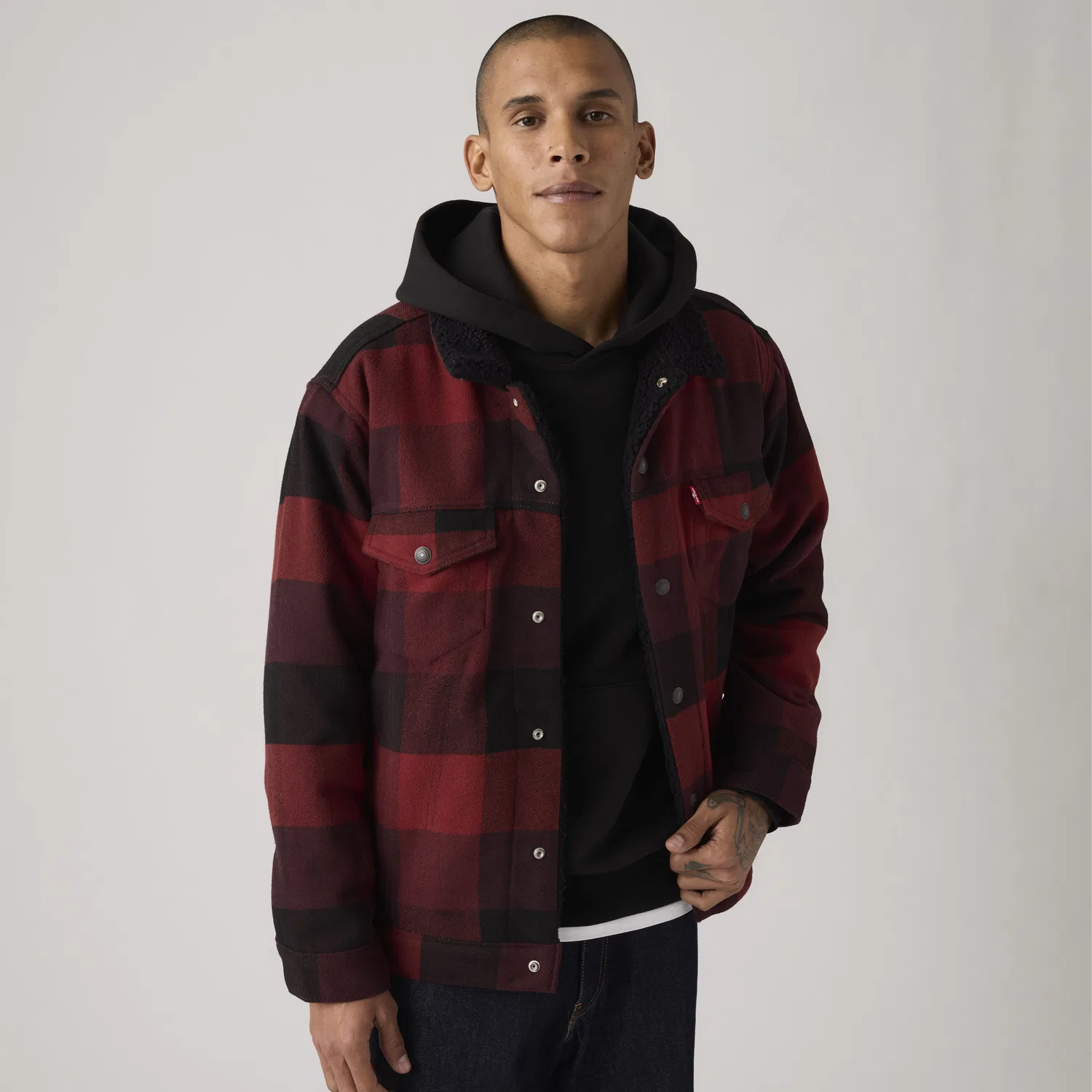 Куртка-тракер свободного кроя в клетку «шерпа» Levi's, Brown