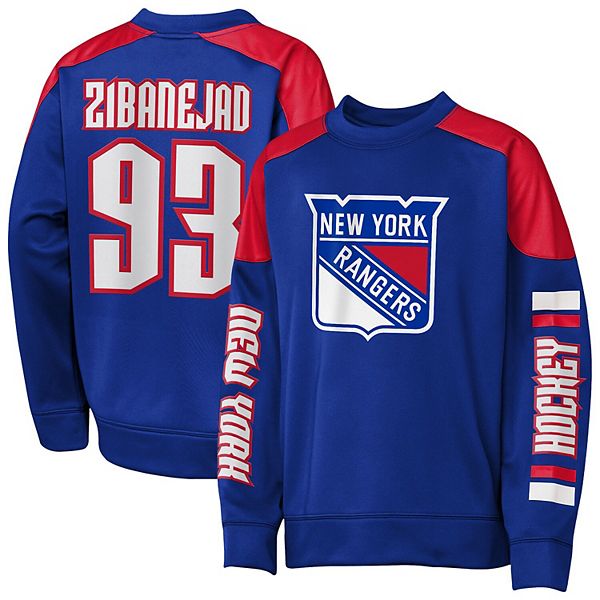 Свитшот с именем и номером Youth Mika Zibanejad New York Rangers синий Outerstuff — фото 2