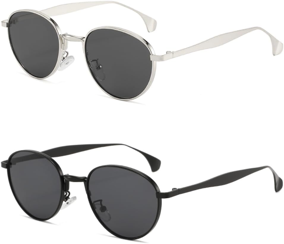 

Металлические круглые панк-солнцезащитные очки для женщин, роскошные винтажные солнцезащитные очки в маленькой оправе для женщин, очки для активного отдыха SZVVBKK, 2pcs Z02