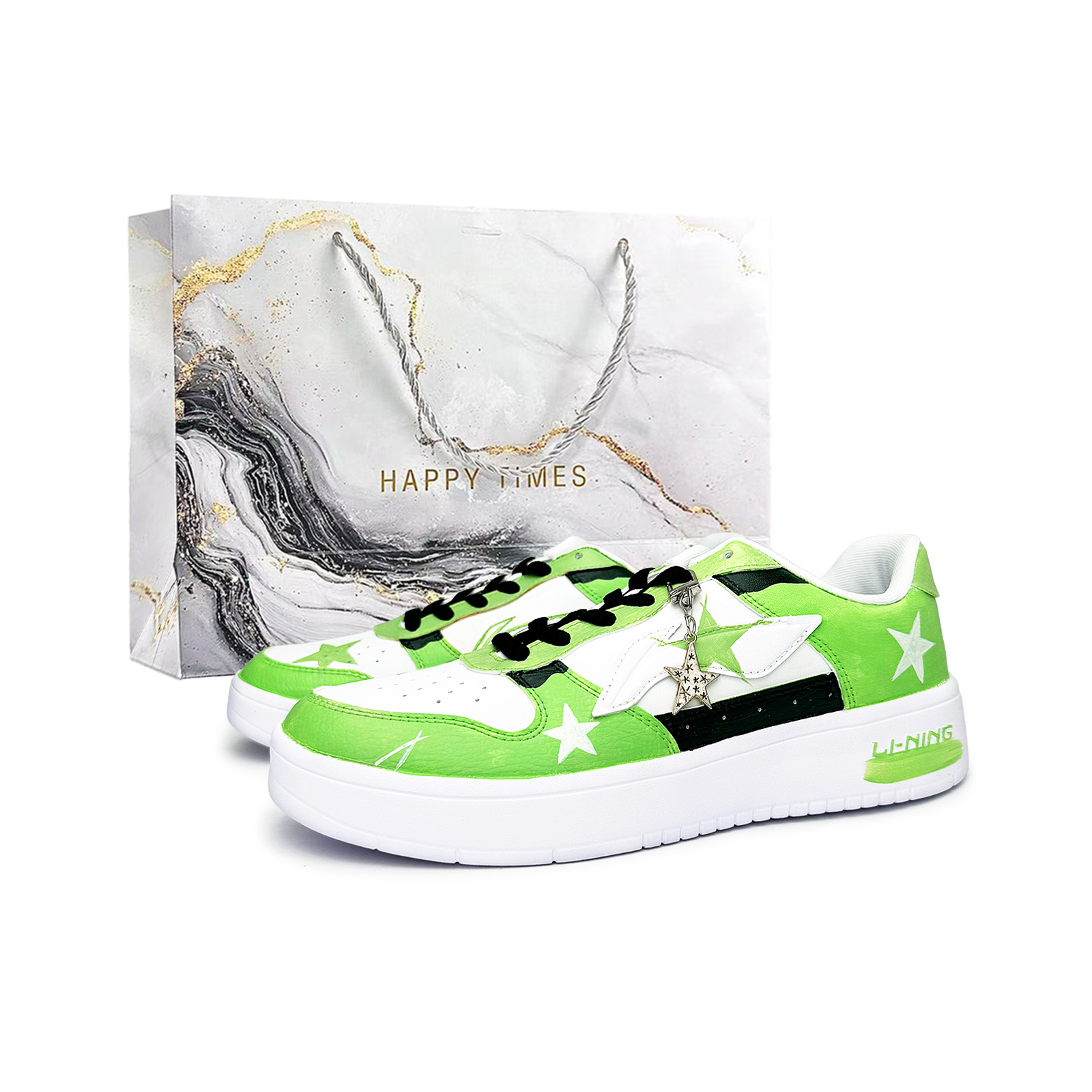 

Непромокаемые лодки понтон противоскользящие легкие низкие скейтерские кроссовки unisex LINING, белый зеленый (серыйColor Special Shopping Bag)