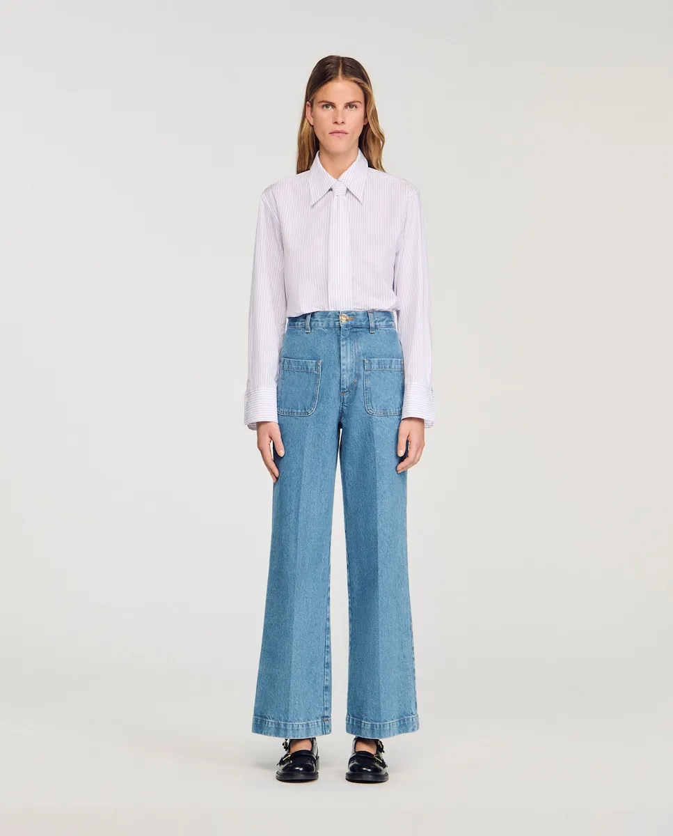 

Женские джинсы свободного кроя с высокой талией Sandro, синий