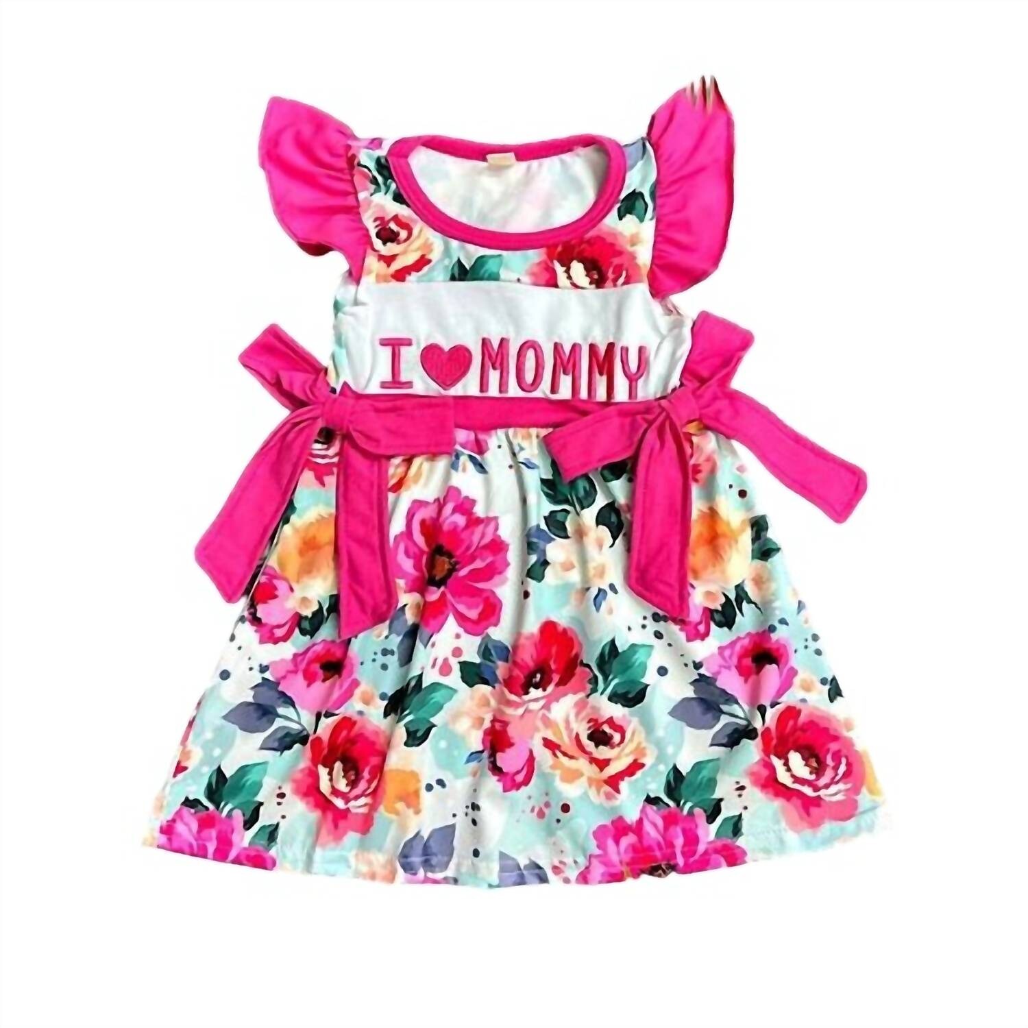 

Розовое платье с цветочным принтом для девочек I Love Mommy KIDSCHARM, розовый