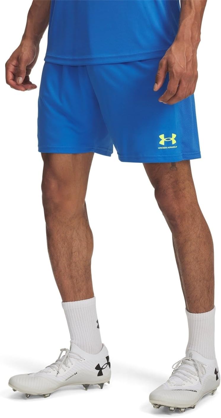 

Шорты Under Armour UA M Challenger Train, гибридные, мужские, Blue Atlantis/High Vis Yellow