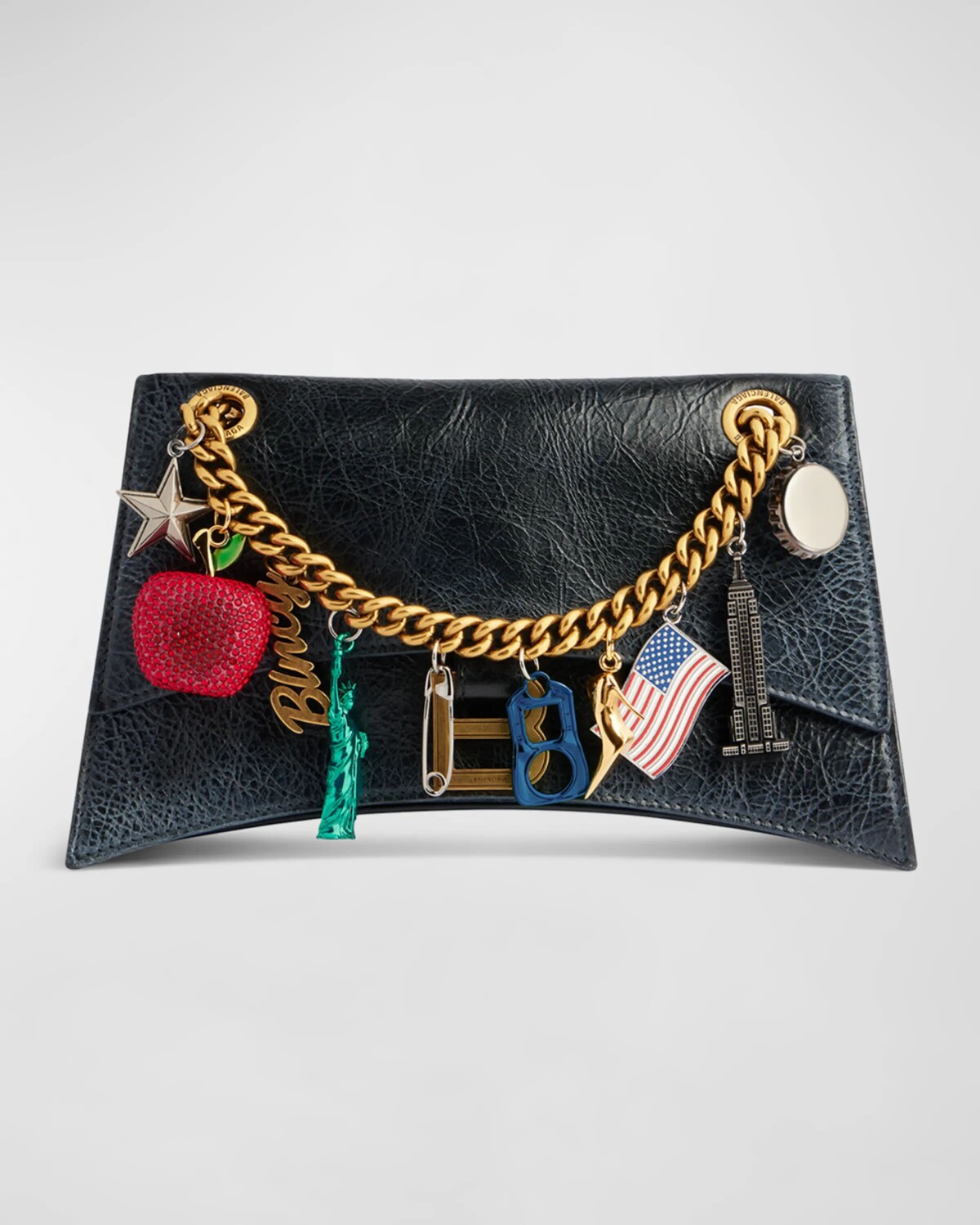 

Маленькая сувенирная сумка на плечо с цепочкой Crush Balenciaga, черный