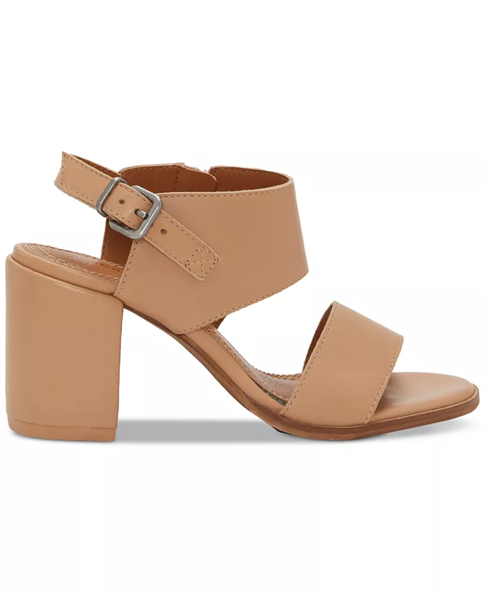 Женские сандалии Dinzin на блочном каблуке с двумя ремешками Lucky Brand, коричневый/бежевый — фото 2