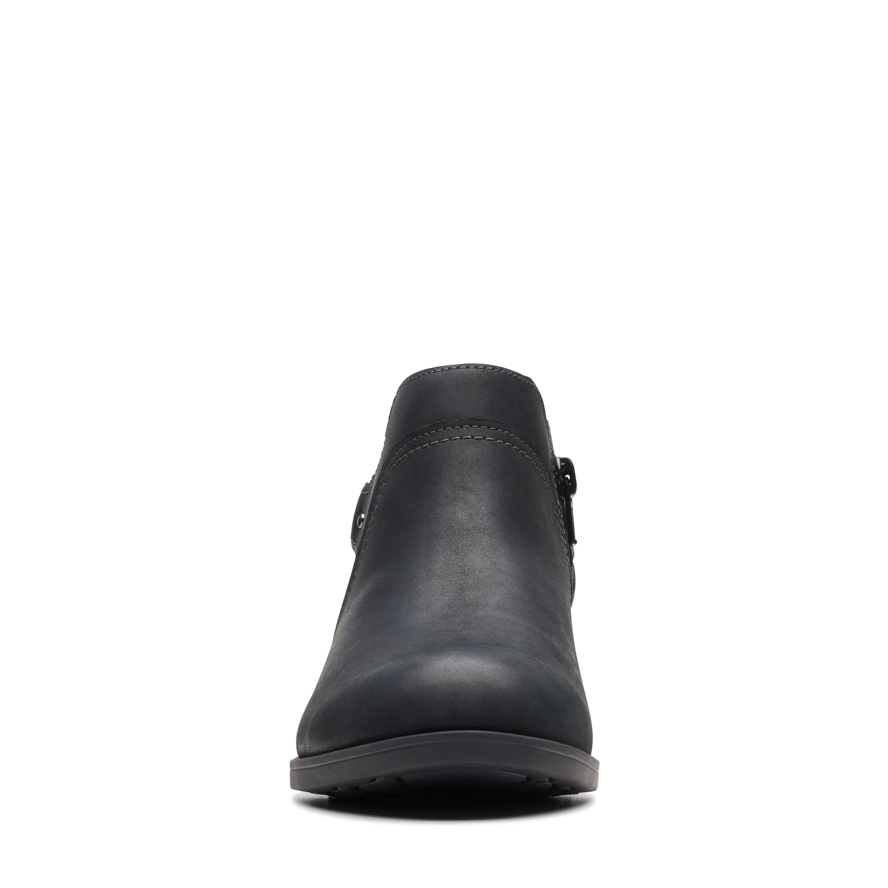 Ботильоны женские Clarks на каблуке с пряжкой, черный — фото 3