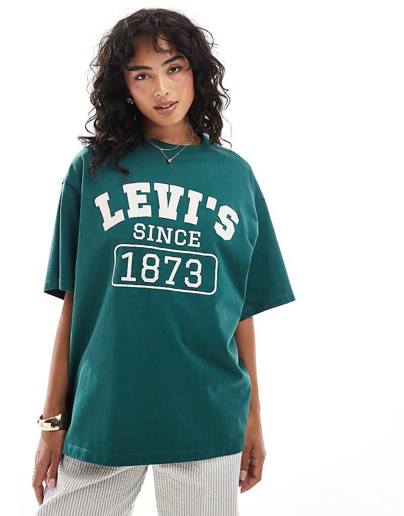 

Короткая зеленая футболка свободного кроя Levi's с логотипом американского футбола