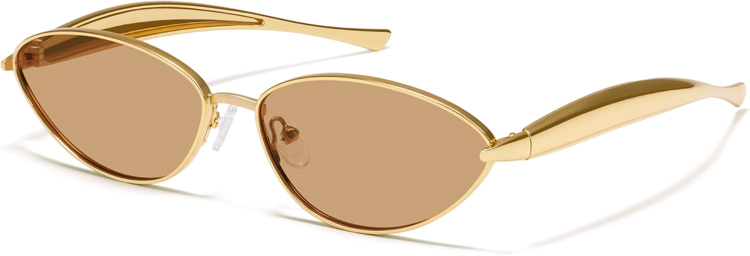 

Солнцезащитные очки VANLINKER в стиле ретро, ​​модные, овальные, для женщин и мужчин, модель 2026, «кошачий глаз», золотистая оправа, для маленького лица, VL9893, Gold Frame Brown Lens
