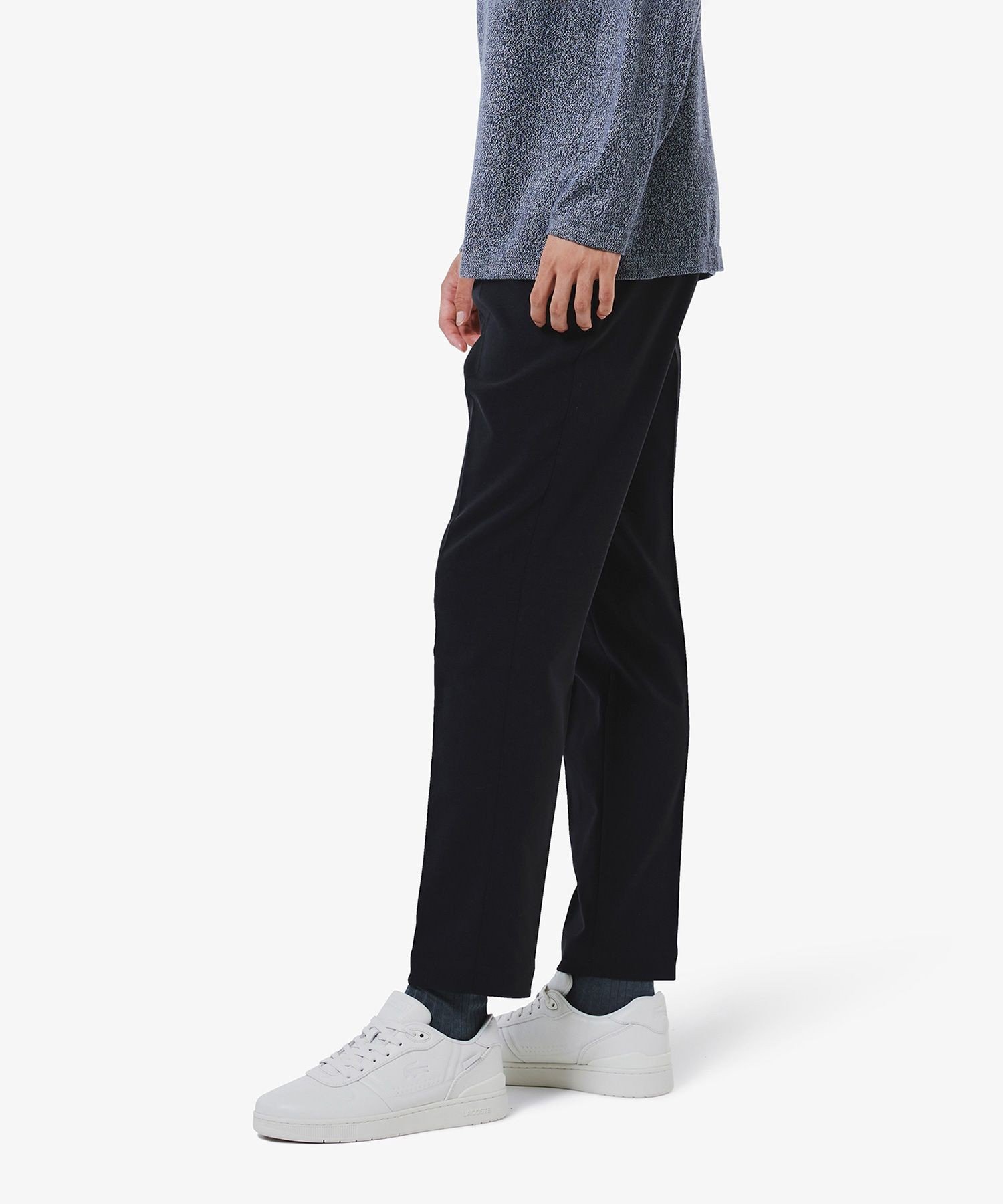 Приталенные брюки из эластичной ткани, напоминающей шерсть LACOSTE, Black