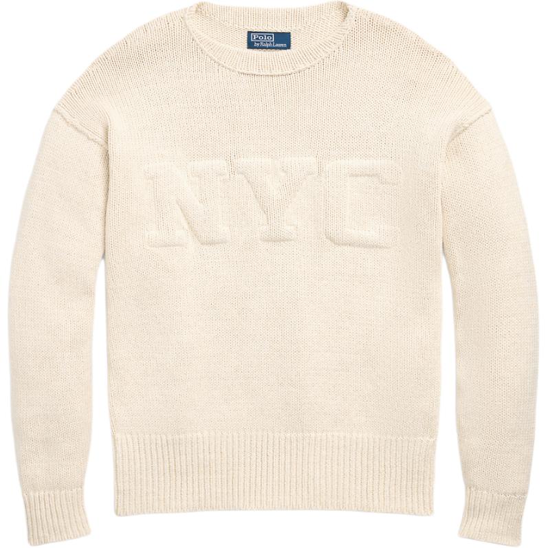 

Пуловер с длинными рукавами из смесовой хлопковой ткани Polo Ralph Lauren, бежевый желтый