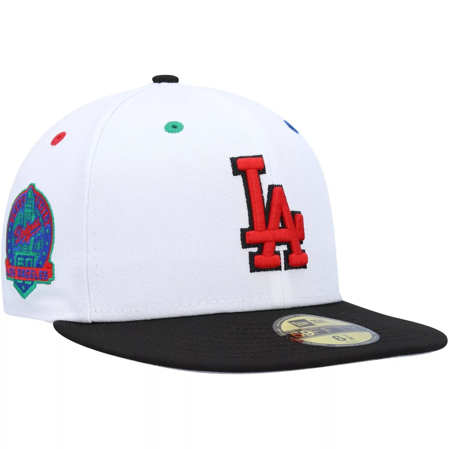 

Мужская кепка New Era белого/черного цвета Los Angeles Dodgers 60th Anniversary Primary Eye 59FIFTY.