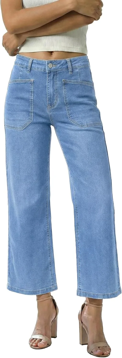 

GRAPENT широкие джинсы женские укороченные с высокой посадкой