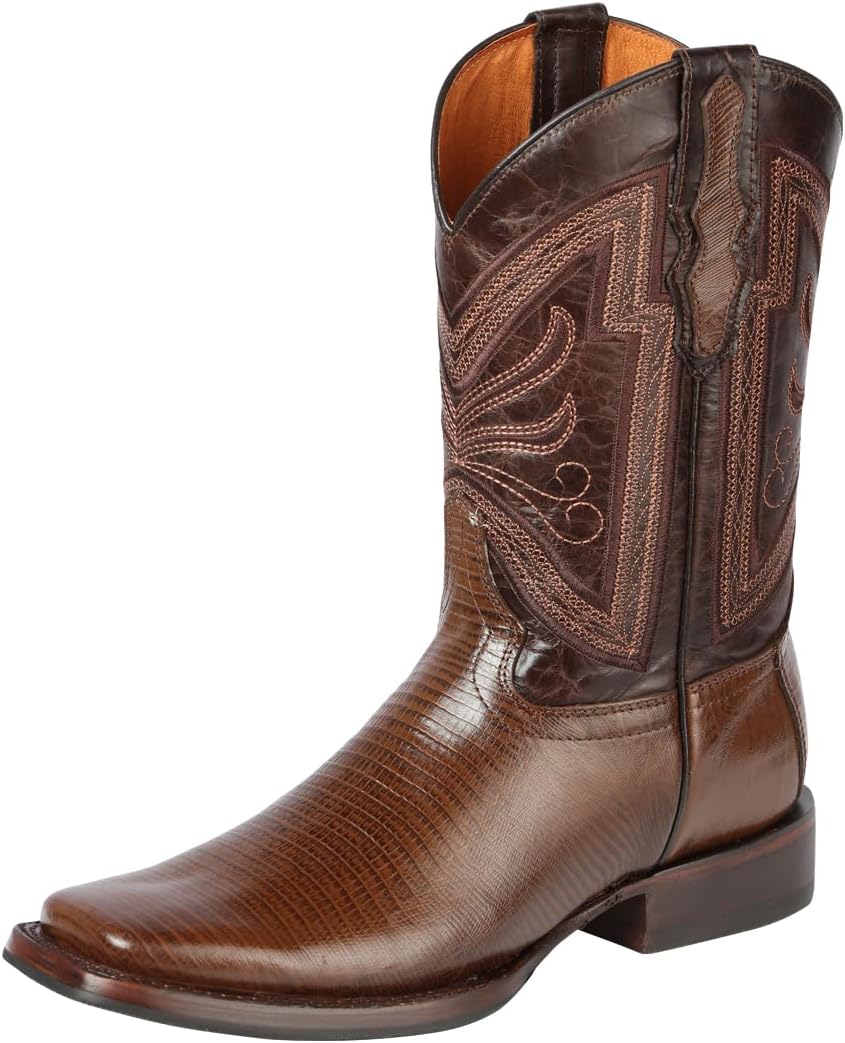 

Мужские ковбойские сапоги El General с принтом под ящерицу, коричневые, квадратный носок, 28 Generic