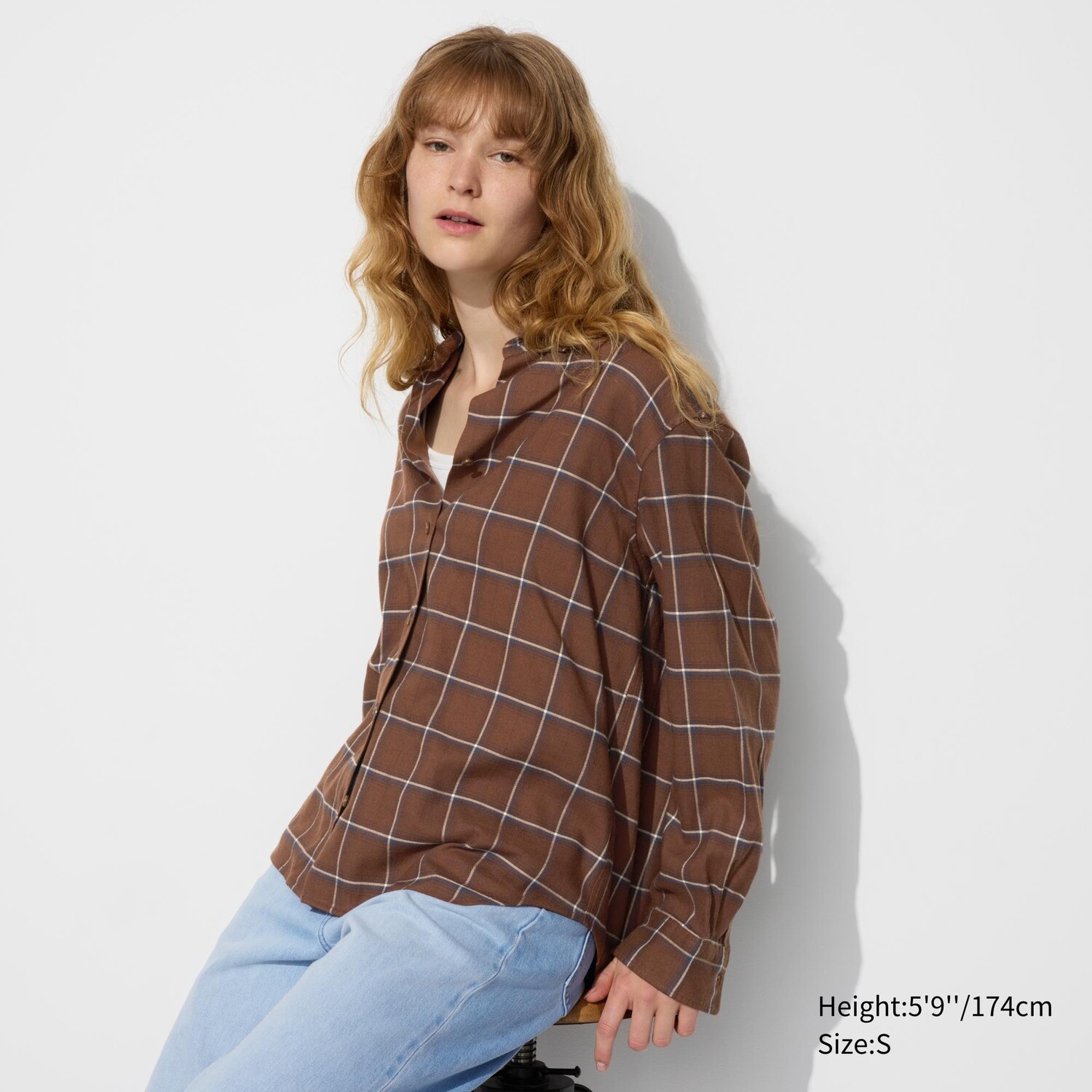 

Мягкая фланелевая рубашка в клетку UNIQLO, коричневый