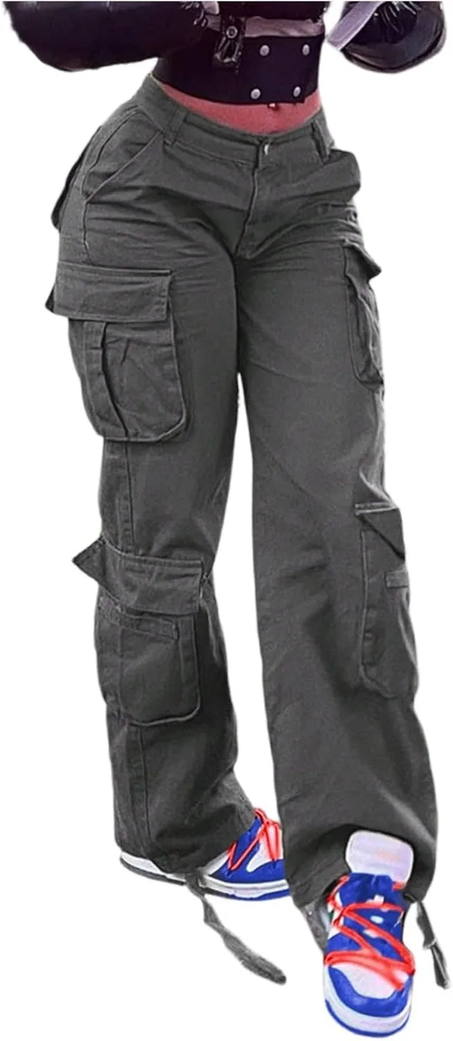 Джинсы карго с завышенной талией, Wide Leg, серые