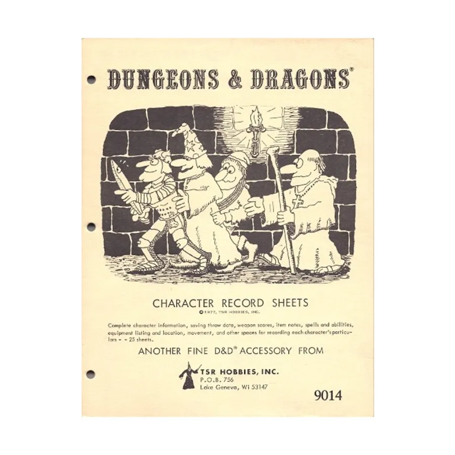 

Листы записей персонажей (Pad Edition 1979 г. с датой авторских прав 1977 г.), Basic Dungeons & Dragons (Original Edition) - Sourcebooks & Accessories