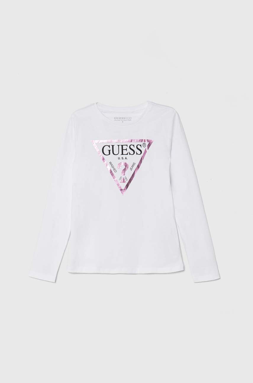 

Хлопковая рубашка Guess с длинными рукавами для мальчиков и девочек, белый