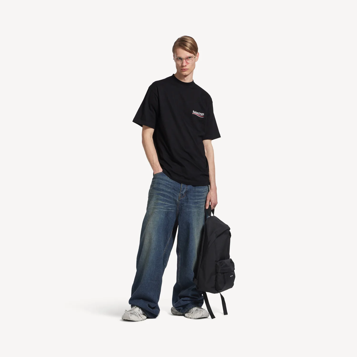 BALENCIAGA Мужская футболка "Политическая кампания" свободного кроя, черная — фото 2