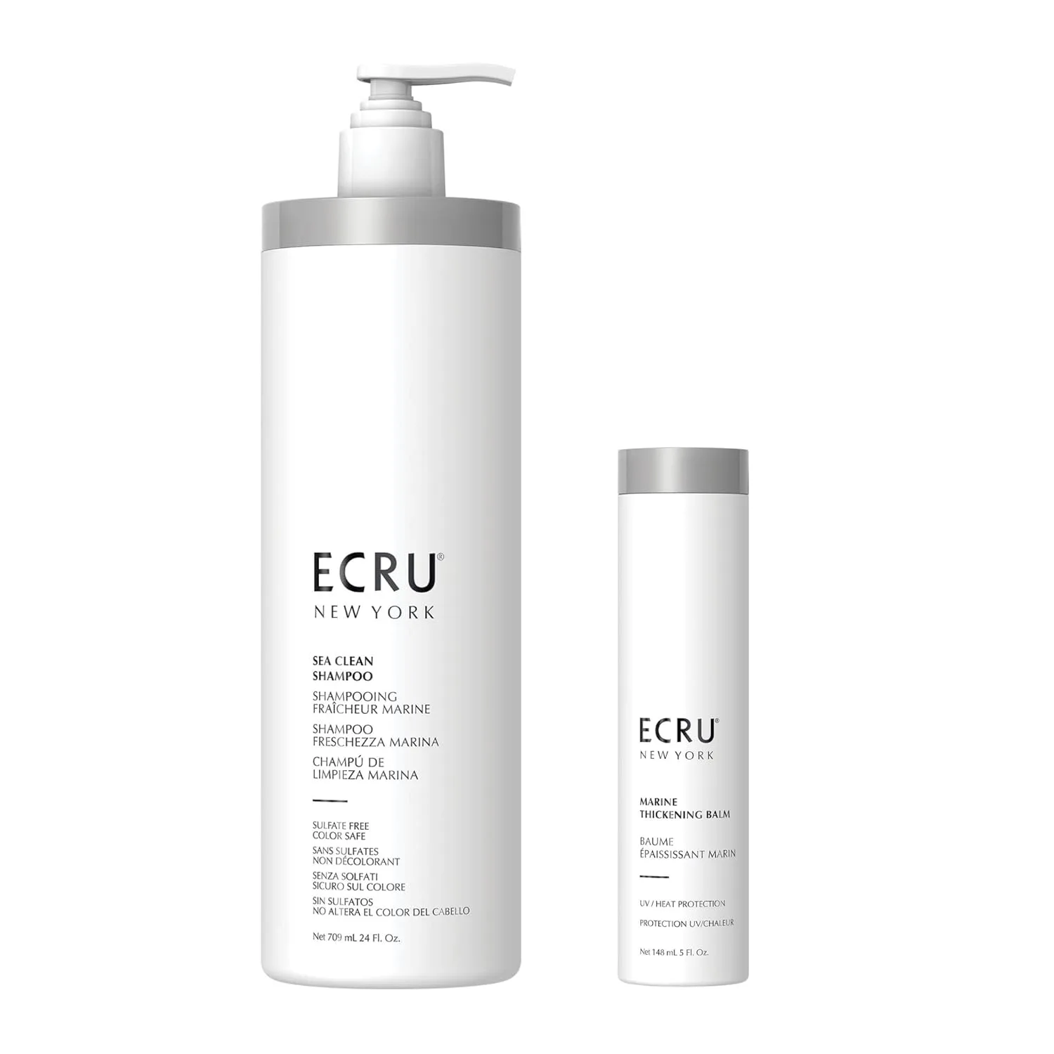 Набор ECRU Sea Clean: шампунь 24 унции + бальзам для утолщения волос Marine Thickening Balm (по 1 флакону каждого). Ecru New York