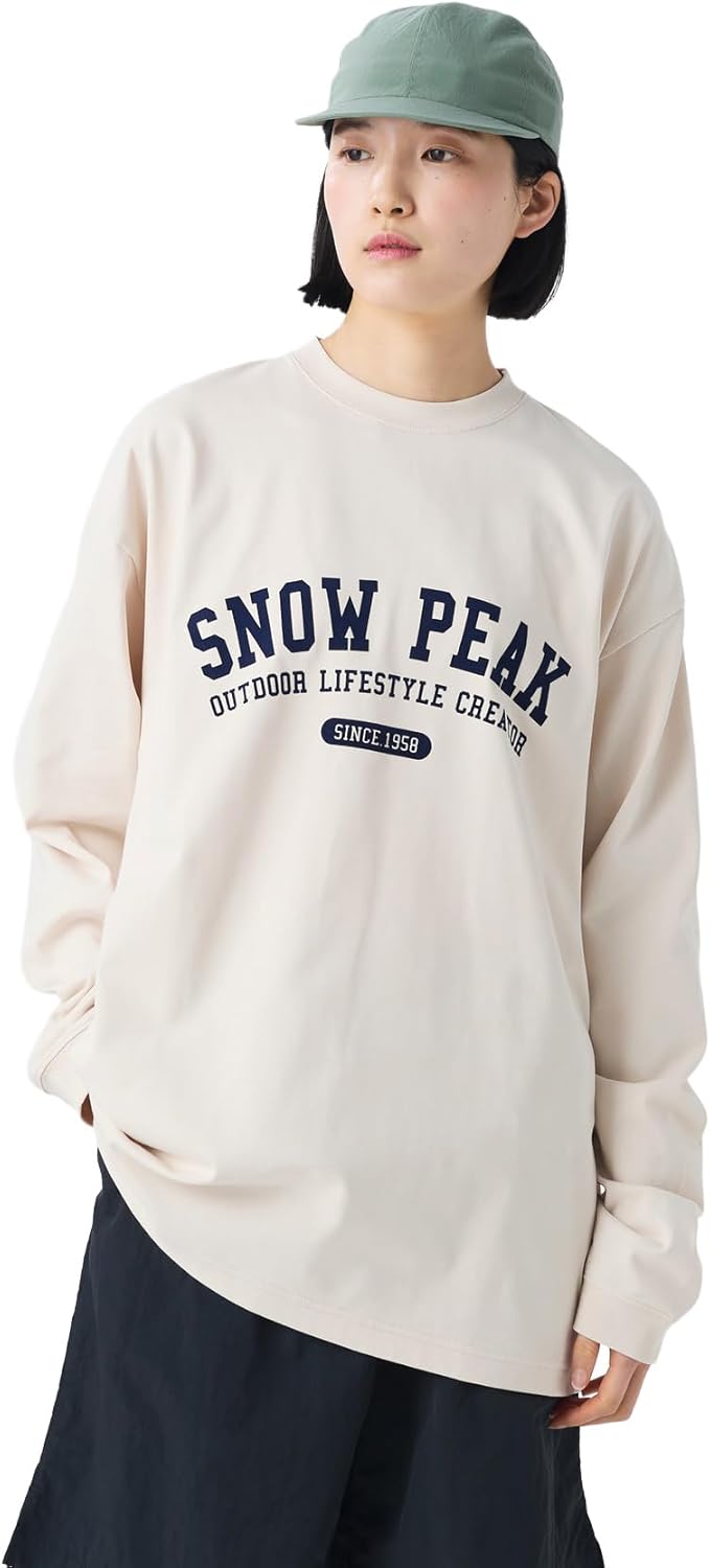 

Футболка с длинным рукавом Snow Peak TS-26SU002 с университетским логотипом, сшитая по индивидуальному заказу, с длинным рукавом, мужская, женская, светло-бежевый
