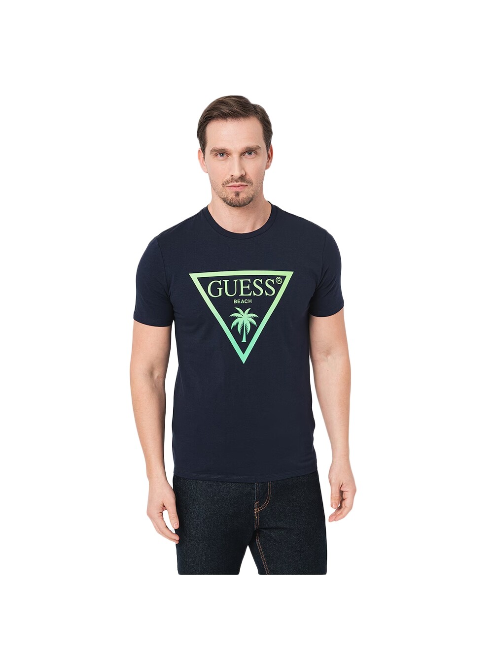 

Футболка с треугольником пальмы Guess, синий