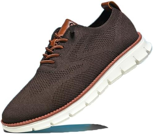 

Мужские кроссовки Jeeeun с сеткой, легкие, деловые повседневные оксфорды, слипоны для ходьбы и работы, Coffee_