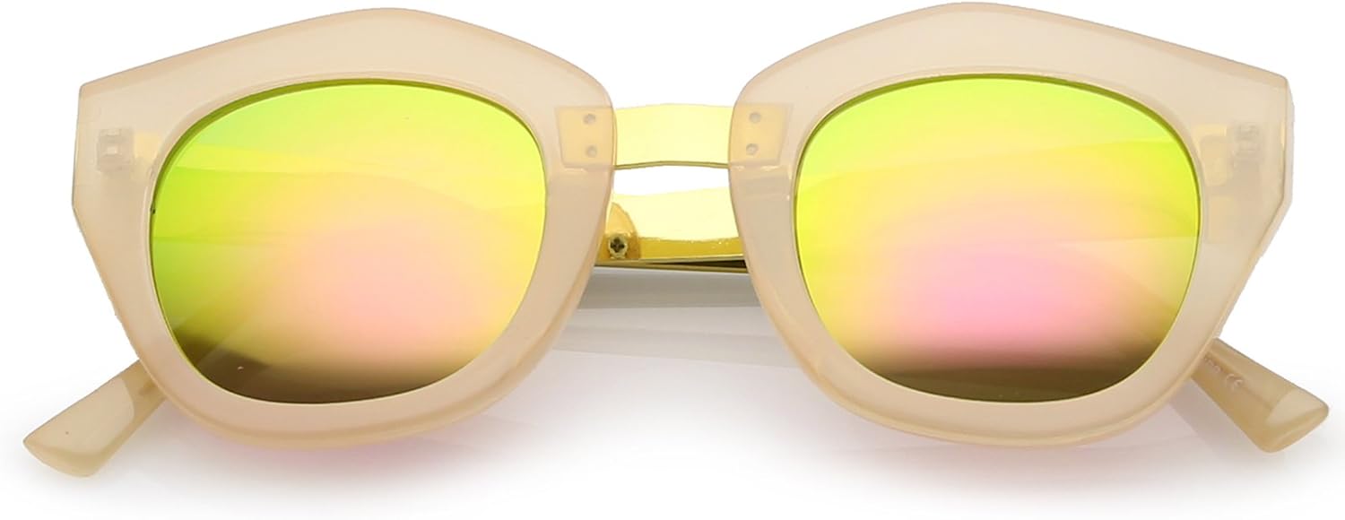 

Женские солнцезащитные очки zeroUV с металлическим мостиком, цветными зеркальными линзами, квадратной формы «кошачий глаз», диаметр линз 46 мм, Pink-gold / Pink-green Mirror