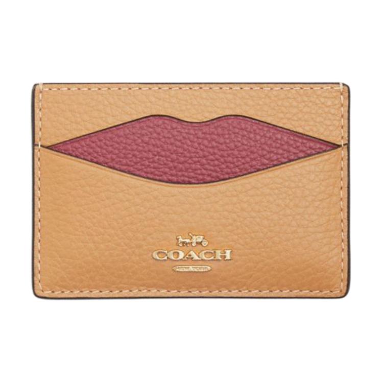 

COACH Кожаный мини-картхолдер унисекс золото и латте мультиколор