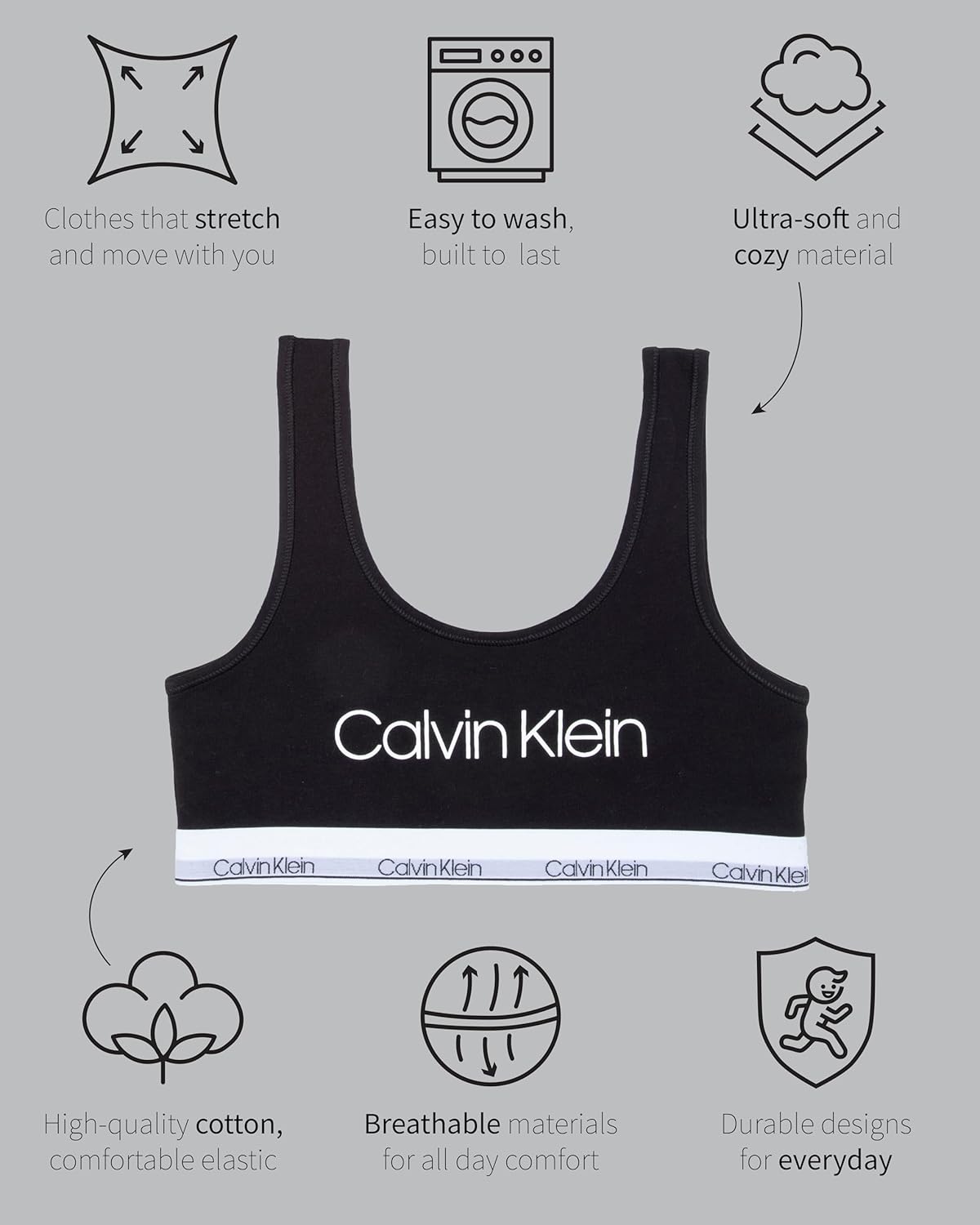 Комплект из 3 хлопковых бюстгальтеров-бралеттов Calvin Klein для девочек, Crystal Pink/Sachet Pink/Medieval Blue — фото 4