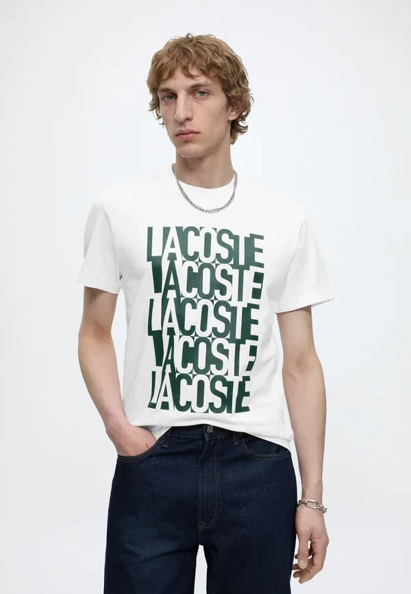 Футболка Lacoste Classic fit print, белый — фото 4