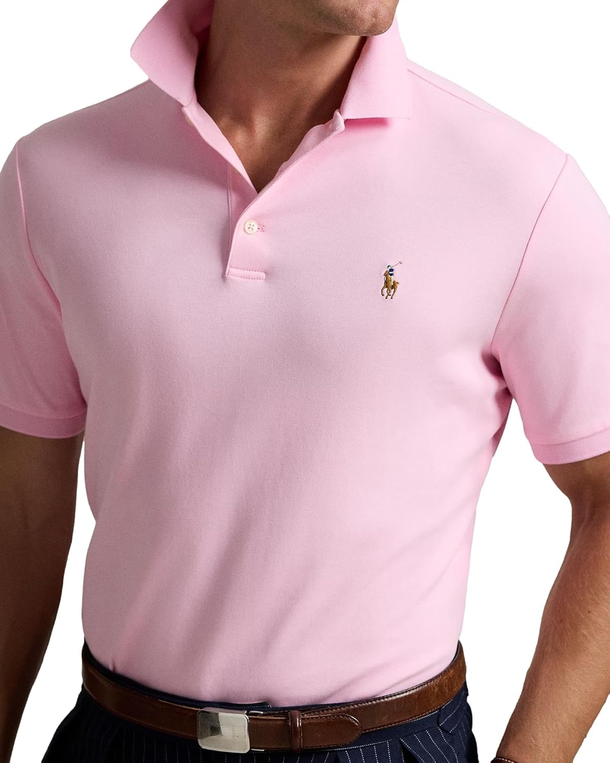POLO RALPH LAUREN Мужская классическая футболка-поло из мягкого хлопка, Rl Carmel Pink — фото 4