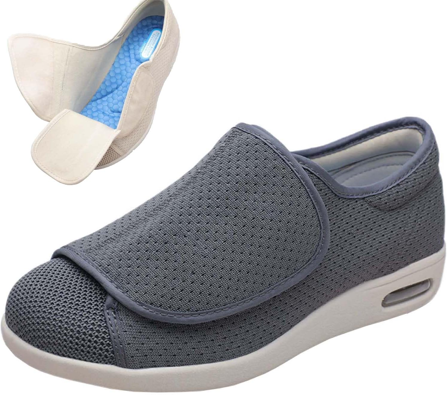 

Мужские кроссовки с широкой посадкой, регулируемой застежкой, легкие, дышащие, для отекших ног и прогулок при отеках Generic, серый