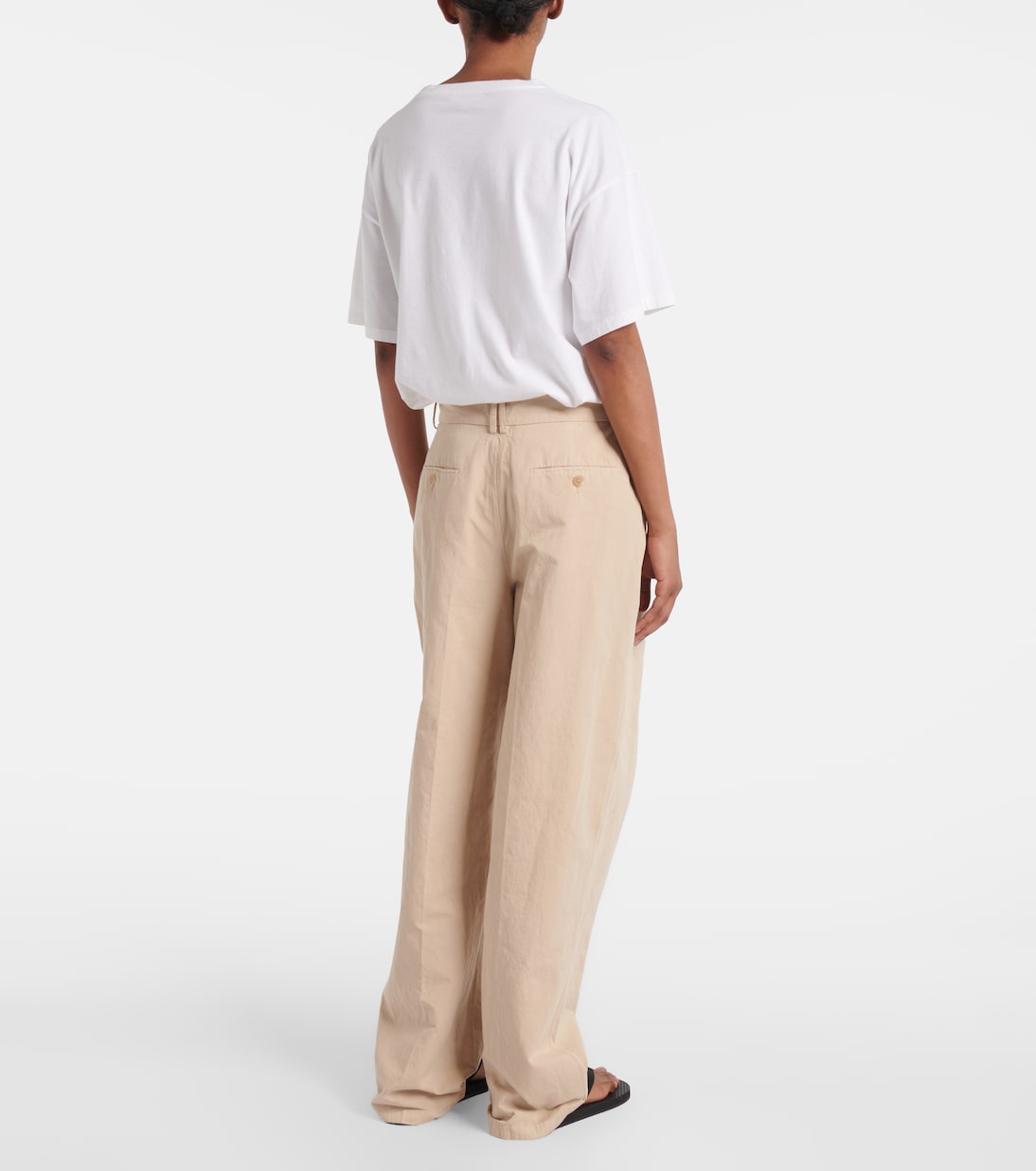 Широкие брюки из хлопка и льна Lilas The Row, Light Khaki — фото 3