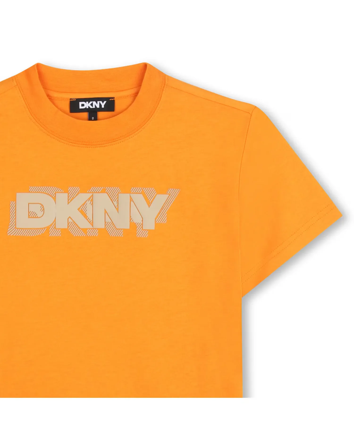 Детская хлопковая футболка с рисунком на передней части DKNY, оранжевый — фото 3