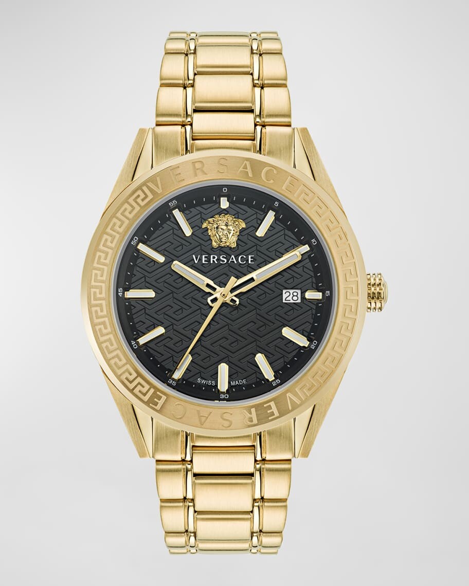 

Мужские часы V-Code IP с браслетом из желтого золота, 42 мм Versace