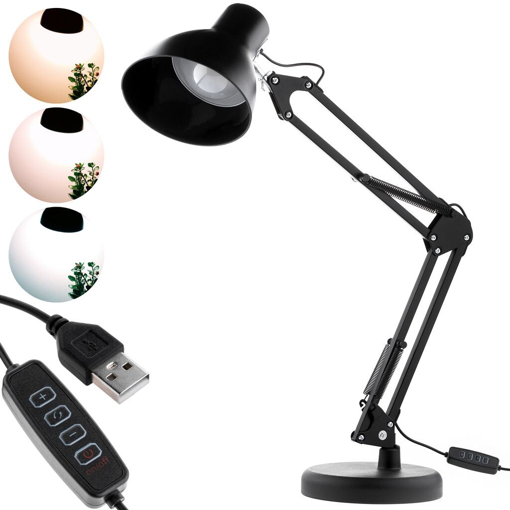 

LUMILED LED 7 Вт настольная лампа классическая лампа для чтения черная USB с регулируемой яркостью прикроватная лампа в стиле ретро с металлическим изменением цвета, черный