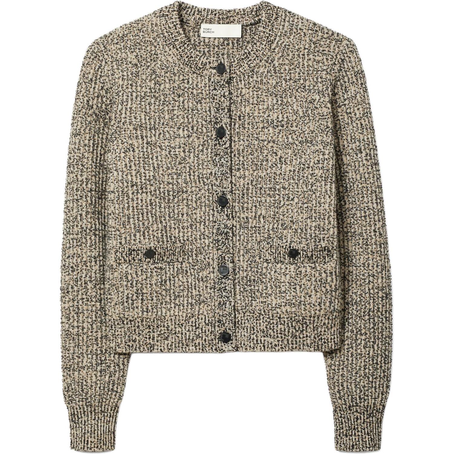 

Женский кардиган средней длины с круглым вырезом, цвет овсянка Tory Burch, oat