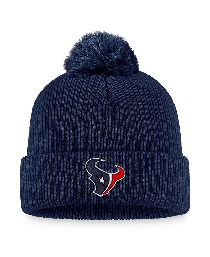 

Женская темно-синяя вязаная шапка с логотипом Houston Texans и помпоном Fanatics