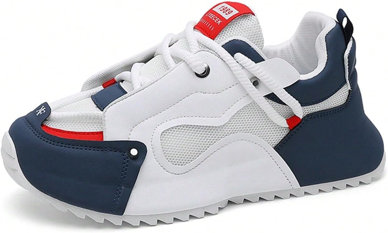 

Мужские кроссовки Y2K современного городского стиля с нескользящей подошвой, комфортные для повседневной носки и бега, на все сезоны, с ярким дизайном для уличного стиля Zixcplaz, белый/синий