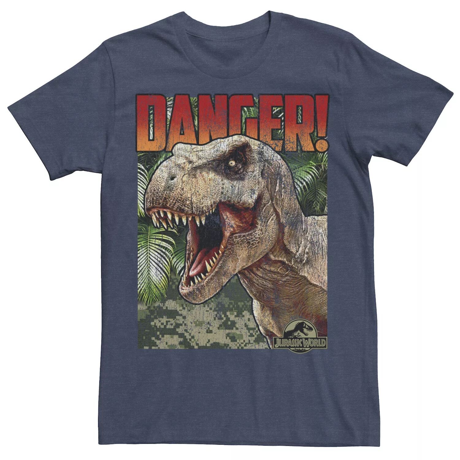 

Мужская футболка Jurassic World Danger T-Rex с графическим плакатом в стиле ретро Licensed Character