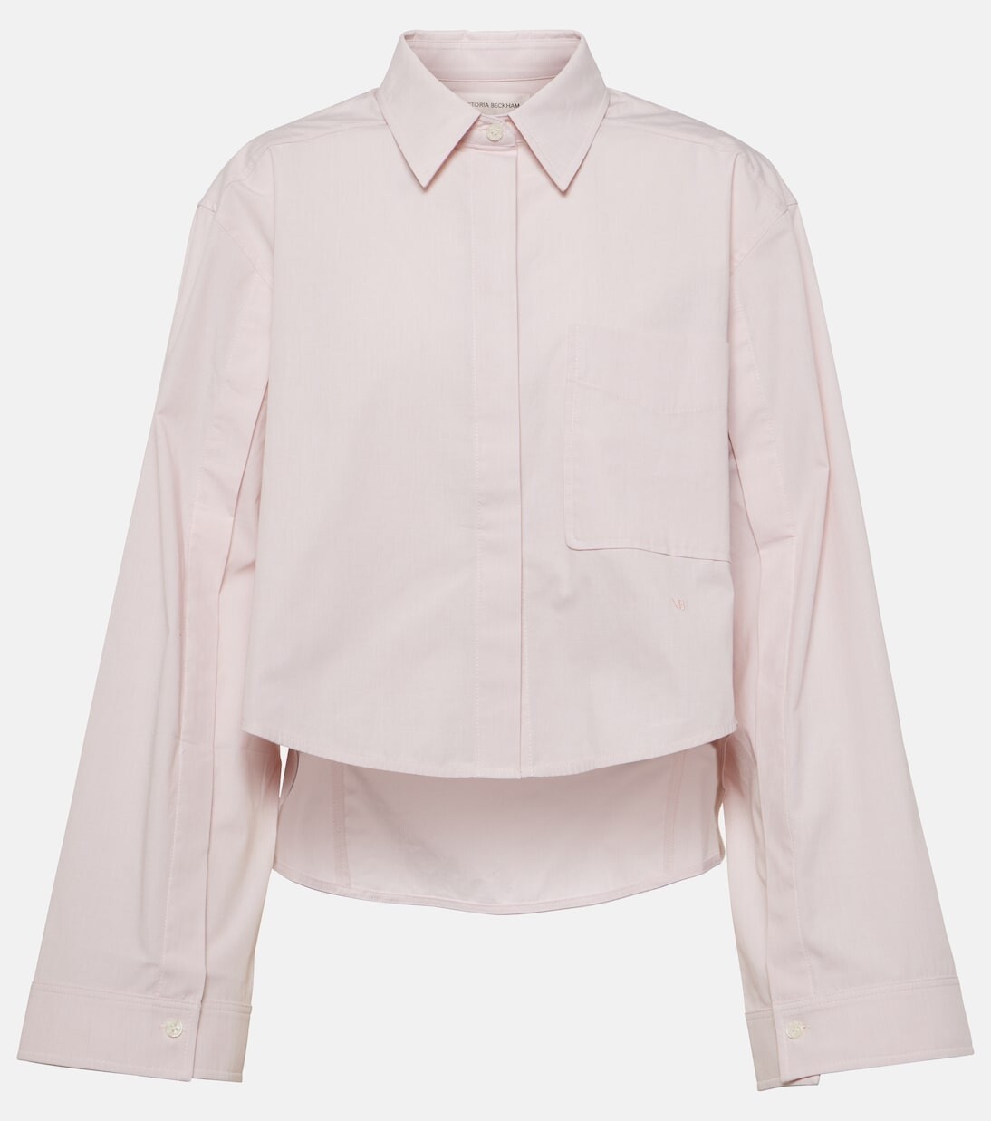 

Укороченная рубашка из смесового хлопка Victoria Beckham, розовый