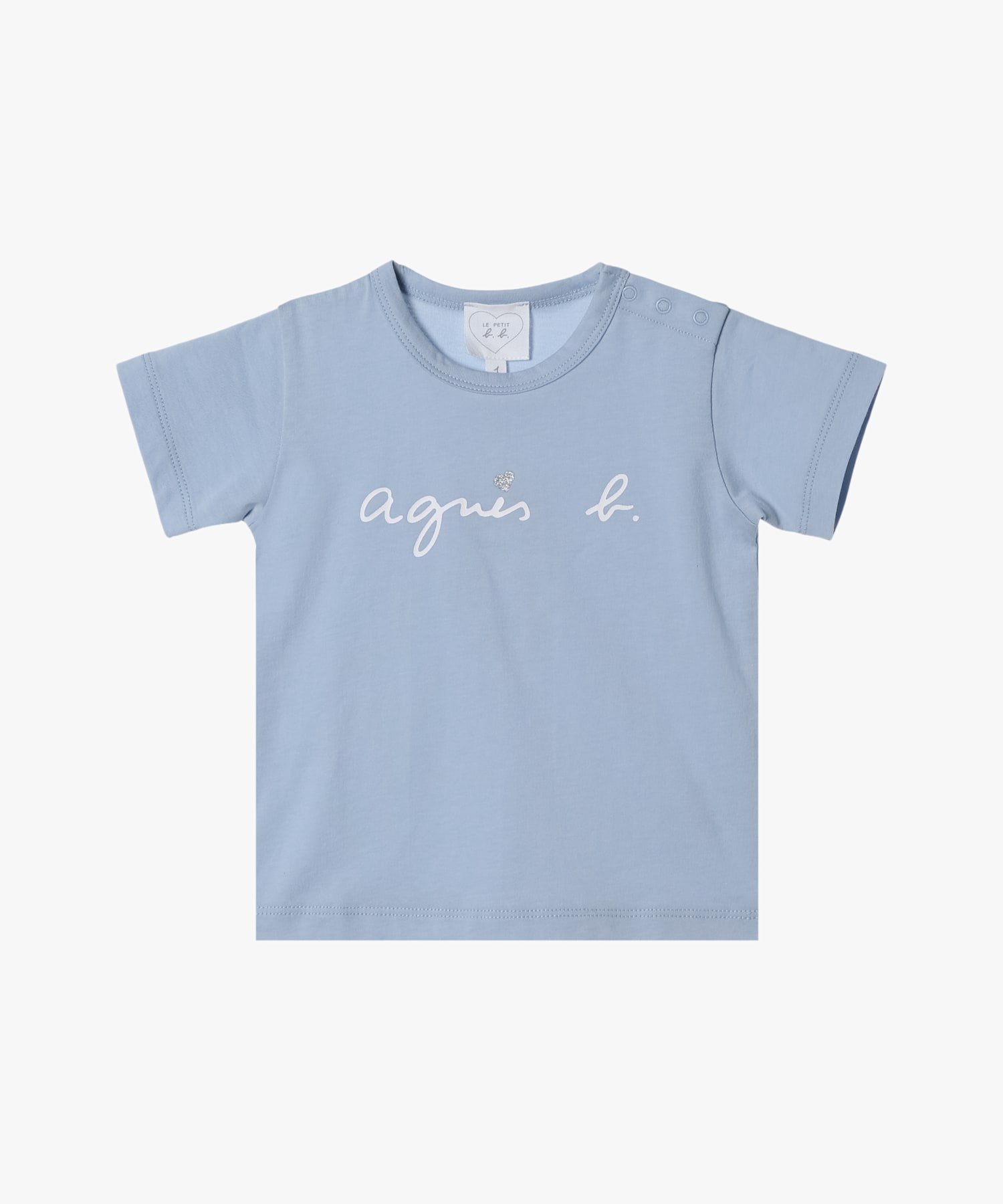 Детская хлопковая футболка с коротким рукавом и логотипом в виде сердечек Agnes b. ENFANT, Blue