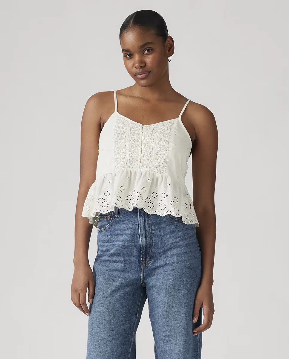 

Женский топ на бретелях с ажурными деталями Levi's, белый
