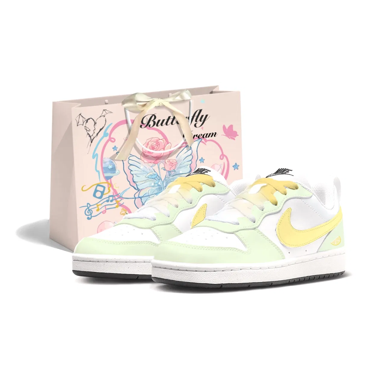 Кроссовки для скейтбординга Court Borough Mint Lime Low top Kids', зеленые, желтые, для подростков Nike, Green Yellow