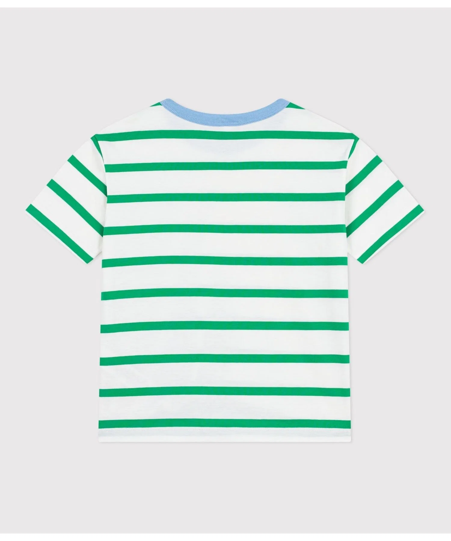 Детская футболка в полоску Petit Bateau с логотипом бело-зелёная — фото 2
