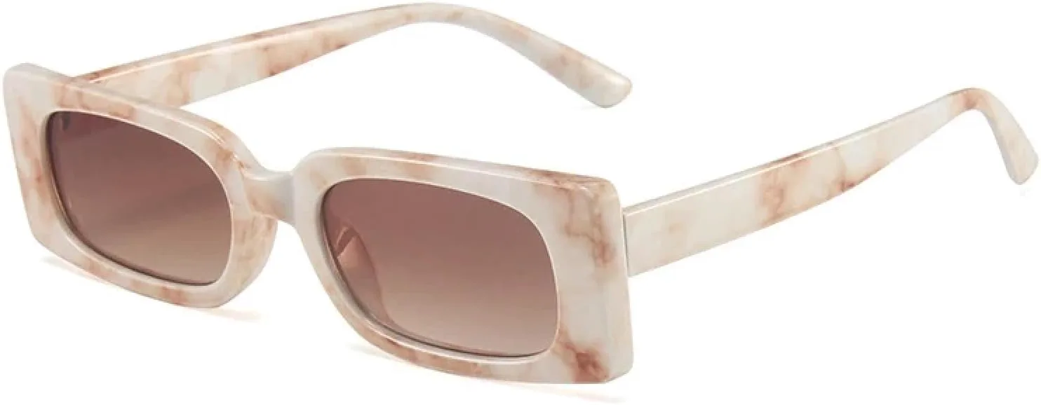 

Модные солнцезащитные очки конфетных цветов для женщин, ретро-очки прямоугольной формы, защита от УФ-излучения UV400 для мужчин TOIPASTN, Pattern Tea Gradient