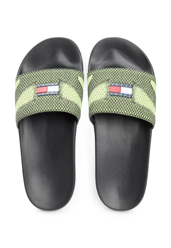 Сланцы Tommy Jeans с жаккардовым ремешком, лаймовый/черный — фото 4