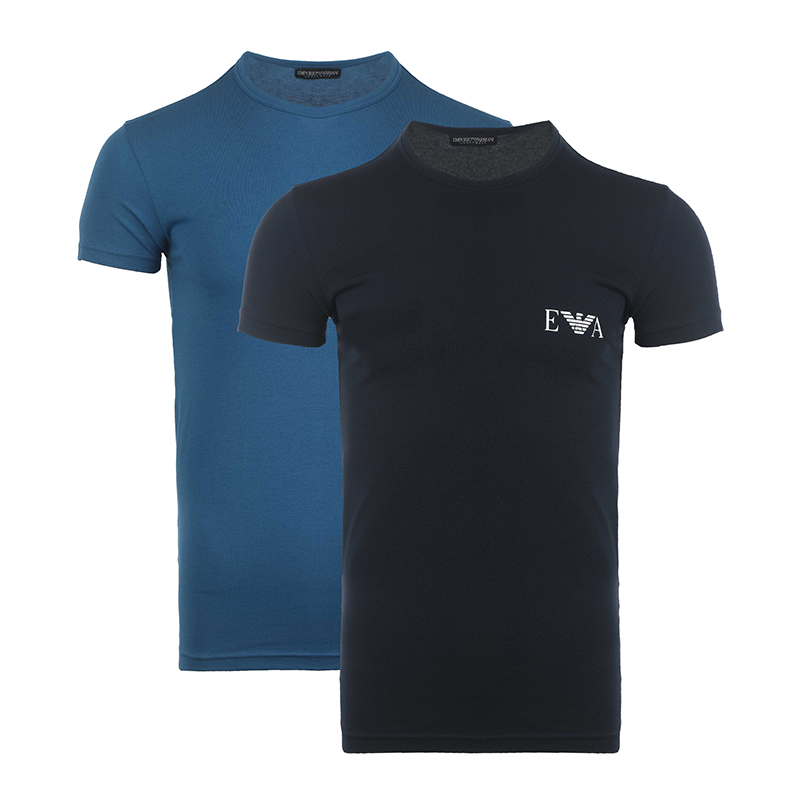 

Набор из двух футболок с круглым вырезом и логотипом EMPORIO ARMANI, 2 Pack (Blue+Dark Blue)